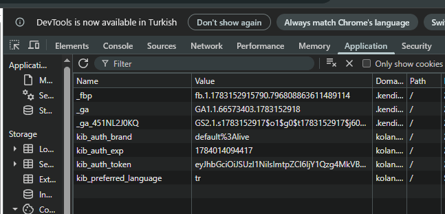 Harici randevu platformundaki farklı GA4 çerezleri ve client identifier değerleri